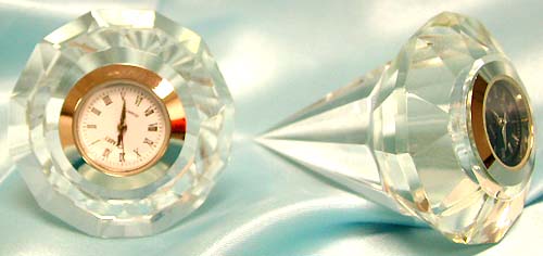 Crystal long diamond style design fashion clock with white / black clock face to choice 