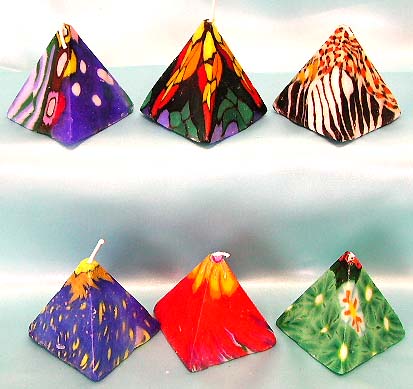 Pyramid style assorted color and pattern design fashion fimo candle set. Making your day more sweet and warmer with this new fashion gift trend! 