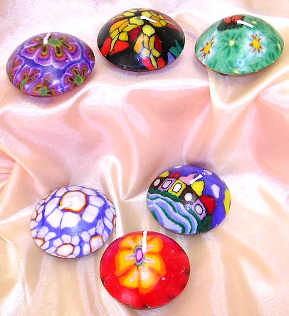 Fashion fimo candle set in disk shape design ,  Various design to suit your every day's mood!